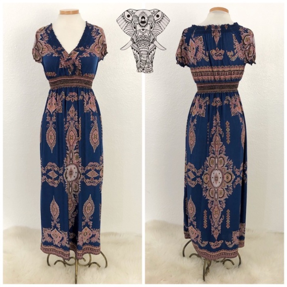 Lapogee Colorful Boho Maxi Dress ~ New with tags